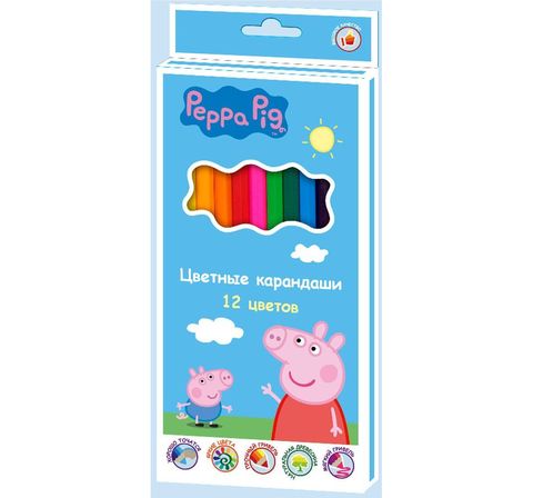 Карандаши цветные Peppa Pig Свинка Пеппа 12 цветов