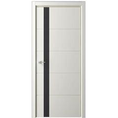 Купить Межкомнатная дверь эмаль Геометрия 7 латте стекло черное