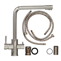 67-0-747 Смеситель с фильтром, нерж.сталь, покрытие хром для кухни, крепление гайка, картридж 40мм (Дикалан)