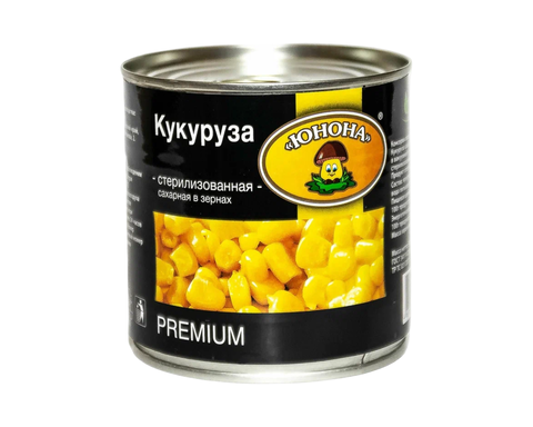 Кукуруза сахарная в зернах в вакуумной упаковке 340г с кольцом ж/б Юнона
