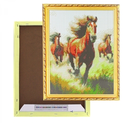 
          Алмазная мозаика Alingar, на подрамнике, с полным заполнением, (глянц) дизайн рамка, 30х40 см, 20 цветов, "Лошади"