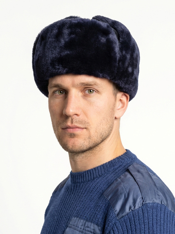 Шапка-ушанка Полиции натуральный мех нового образца (А)