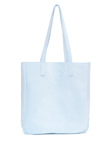 сумка шоппер небесно-голубой на молнии замша, уцененный товар