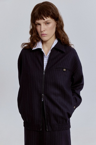 Бомбер в полоску из шерсти