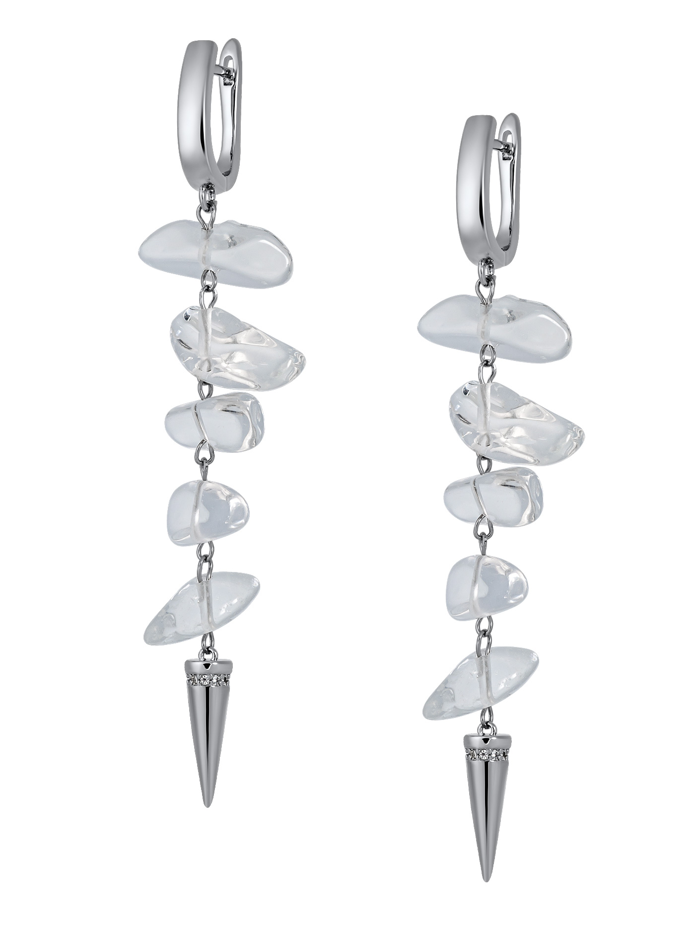 Длинные серьги висячие с горным хрусталем