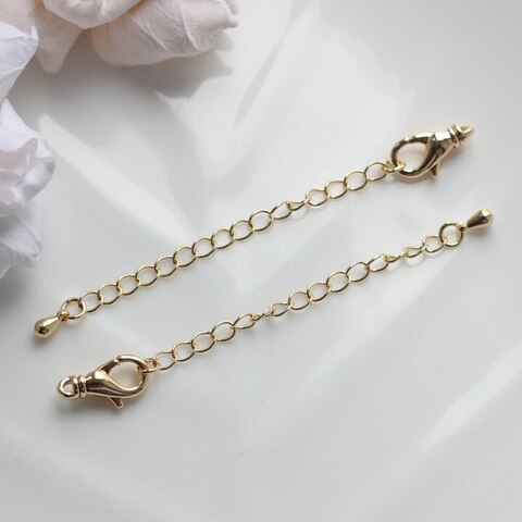 Замок карабин с цепочкой удлинителем 18*8 мм, позолота, З097