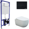 Berges 43344 Комплект : инсталляция NOVUM кнопка F5 Soft Touch черная, унитаз VENTAS Rimless 49 см, сиденье тонкое дюропласт, микролифт, быстросъем