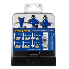 Набор фрез ПРАКТИКА по дереву 6 шт (хвостовик 8 мм) (918-763)