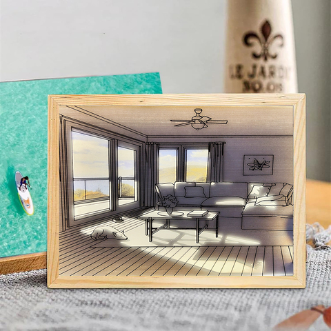 Картинка картина Skully Picture frame lamp dog - 6