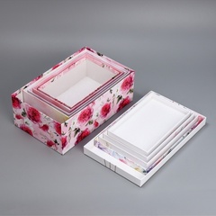 Коробка одиночная, Прямоугольник, «Цветы», 32.5*20*12.5 см, 1 шт.