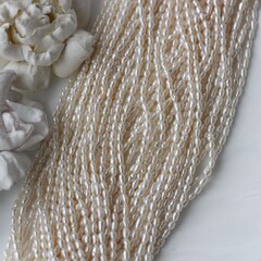 Жемчуг натуральный речной, рис, 3,9-4,5 мм, 1 нить, Ж016