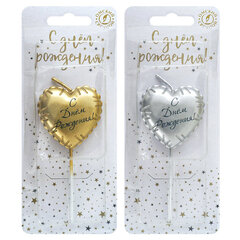 Свеча, Сердце, Воздушный шарик «С днем рождения», на шпажке, МИКС, 1,1 см, 1 шт. (выбор цвета не предоставляется)