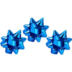 Бант-звезда, Металлик, Синий / 5 см, 12 шт.
