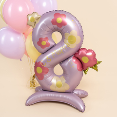 К 40''/102 см, Цифра на подставке, 8 Марта, Нежные цветы, 1 шт. (В упаковке)