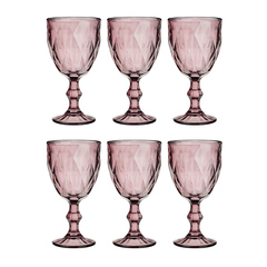 MILLIMI Набор бокалов 6 шт, 320 мл, стекло, бордовый ромб