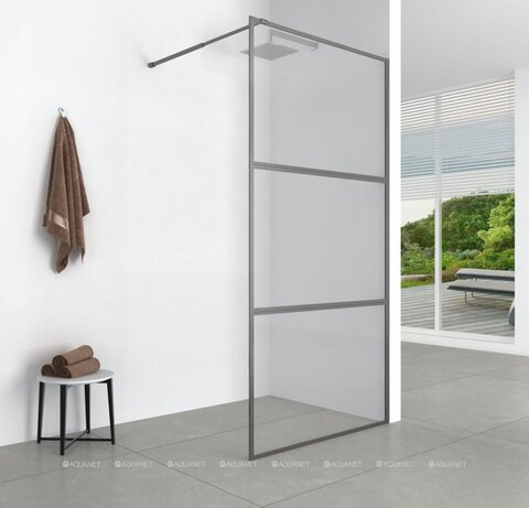 Aquanet SW-800GRT SW-800GRT Душевая перегородка 80х200см, суппорт, стекло 6 мм, прозр., профиль графит.краш. (352347)