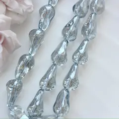 Бусины стеклянные, дымчато-серый с покрытием, фриформ 22*13 мм, 1 бусина, МК042