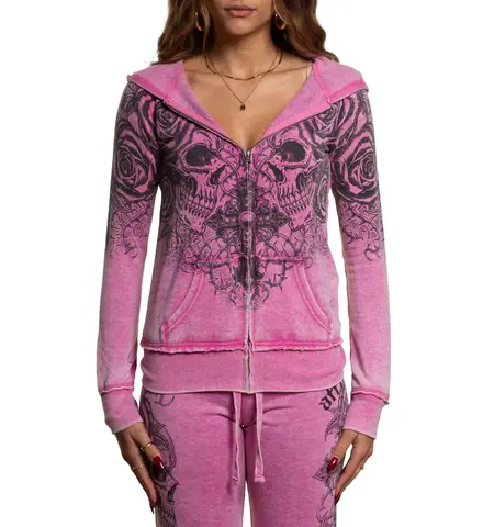 Худи женское Forgotten Burnout Zip-Up Hoodie Affliction