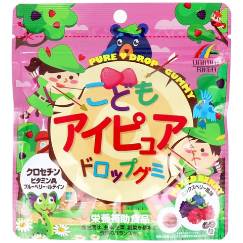 Детские витамины для укрепления зрения с ягодным вкусомUnimat Riken Eye Pure Drop Gummy, на 20 дней
