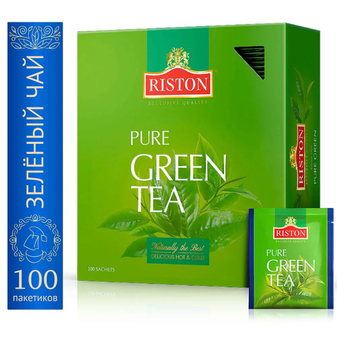 Чай в пакетиках зеленый Riston Pure Green Tea, 100 шт