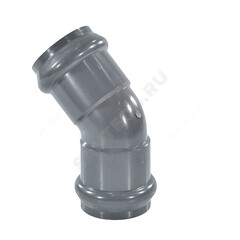Отвод НПВХ серый SDR26 Дн 110х45гр Ру10 двухраструбный напорный в/к Aquaviva AQV103110