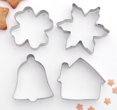 Набор форм для печенья «Снежинка. Домик. Колокольчик. Клевер», 4 шт