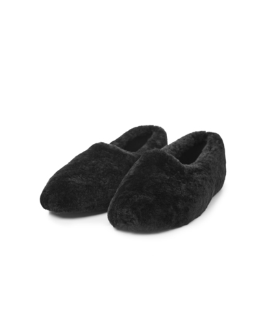 Балетки из натурального меха черный