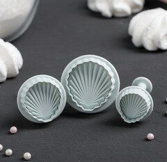Набор плунжеров кондитерских Доляна «Морские ракушки», 3 шт
