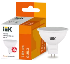 Лампа светодиодная ECO MR16 софит 7Вт 230В 3000К GU5.3 IEK  LLE-MR16-7-230-30-GU5
