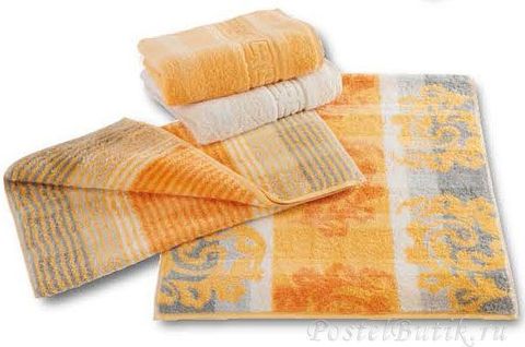 Полотенце 80х150 Cawo Noblesse 1057 Cashmere Jaquard оранжевое