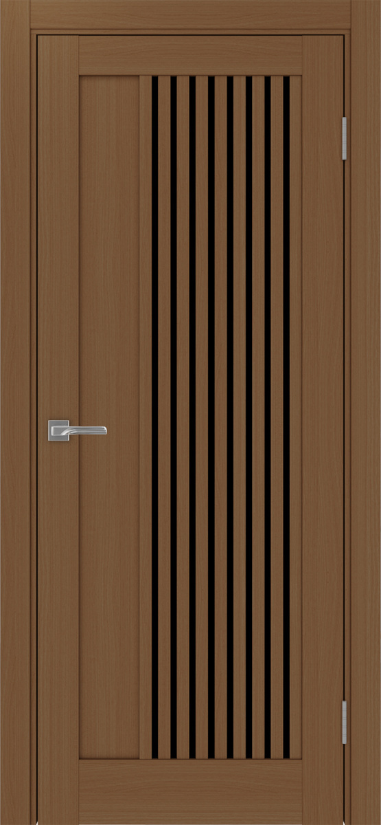 Дверь межкомнатная Оптима Порте Турин 544.12, цвет орех, экошпон, стекло лакобель черное