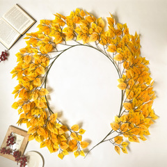 Береза - лиана, гирлянда, ампельное растение, осенний декор, оранжевая, длина 2 метра,более 380 листочков, 1 шт.