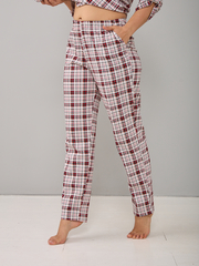 Брюки Б-18/бордо-бежклетка