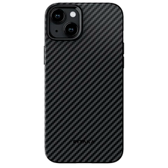Чехол из арамидного волокна с поддержкой MagSafe PITAKA MagEZ Case Pro 4 1500D для iPhone 15 Plus, Black / Grey Twill (Cаржевое переплетение)