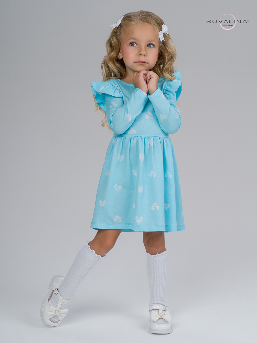 Платье Фея вязаное сердце голубой