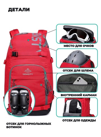 Картинка рюкзак для ботинок Nevo Rhino 9066-SY Red - 3