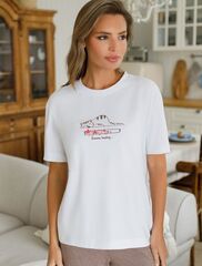 Футболка с принтом свободная эластичная из премиального хлопка  D49.136 (130647)
