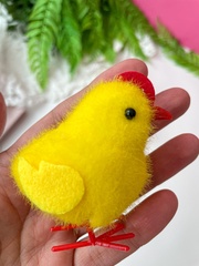 Цыплята пасхальные с гребешком, декоративные, пушистые, 3*6*6,5 см, набор 3 шт.