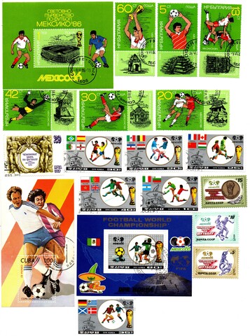 Набор марок Футбол 3 блока и 16 марок Мехико 86 Болгария Куба Корея СССР XF