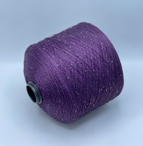 Бобинная пряжа, Linette Pailletes, 450м, 80% Лен, 20% Полиэстер(пайетка), Фиолетовый+пайетка(прозрачная).37708