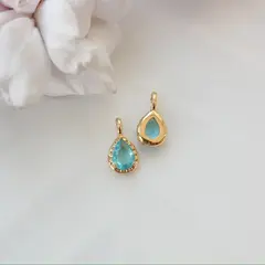 Подвеска Капля с голубым фианитом, 15*8 мм, позолота, П409