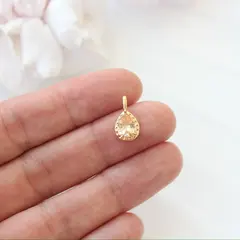 Подвеска Капля с персиковым фианитом, 15*8 мм, позолота, П431