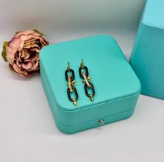 Серьги из двухцветного металла черный/золото с шипами в стиле Тиффани/FARRELL WILLIAMS