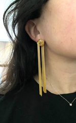 Серьги длинные из цепочек завязанных в узел в стиле Celine