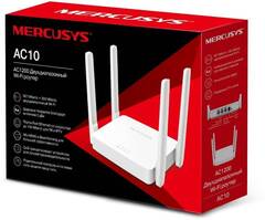 Mercusys AC10 Wi-Fi Роутер, WAN/LAN 10/100 Мбит/с,IEEE 802.11ac/n/a 5 ГГц, IEEE 802.11b/g/n 2,4 ГГц, 4 ант