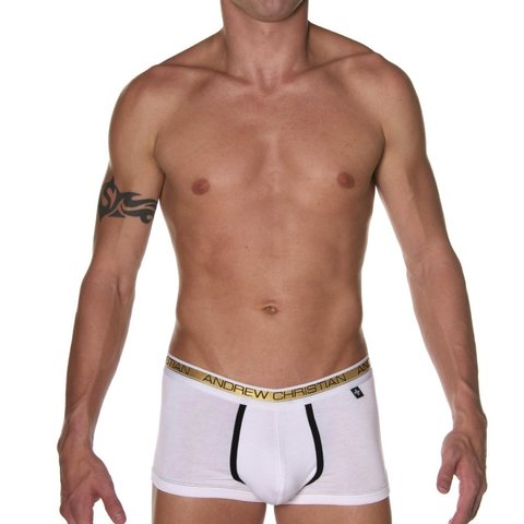 Мужские трусы хипсы белые Andrew Christian Slim Focus Boxer White 5069