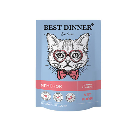 Best Dinner Vet Profi Gastro Intestinal пауч для кошек (ягненок) кусочки в соусе 85 гр