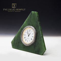 Часы настольные из нефрита "Осень". Реплика К.Фаберже.