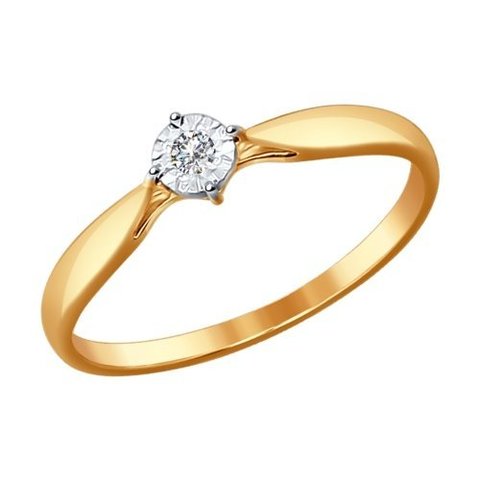 1011492 - Помолвочное кольцо из комбинированного золота с бриллиантом