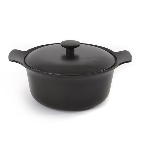 Кастрюля чугунная овальная с крышкой 24см 4,2л (черная) Ron